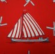 Rode zakdoek - zeilboot & molens - 52 x 52 cm