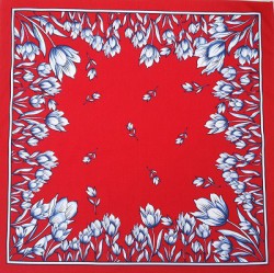 Rode zakdoek - tulpen - 52 x 52 cm