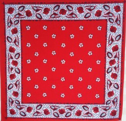 Rode zakdoek - bloemetjes - 52 x 52 cm