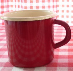 drinkmok - rood & creme - 8 cm 