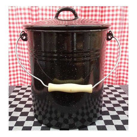 emmer - zwart & spikkeltjes - 12 liter - inclusief deksel
