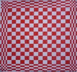 keukendoek/handdoek - rood geblokt - 50 x 50 cm