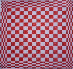 keukendoek/handdoek - rood geblokt - 50 x 50 cm