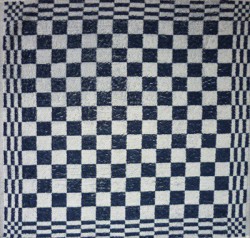 keukendoek/handdoek - donkerblauw geblokt - 50 x 50 cm