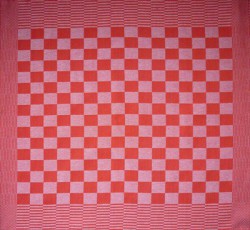 theedoek/pompdoek - rood geblokt - 65 x 65 cm