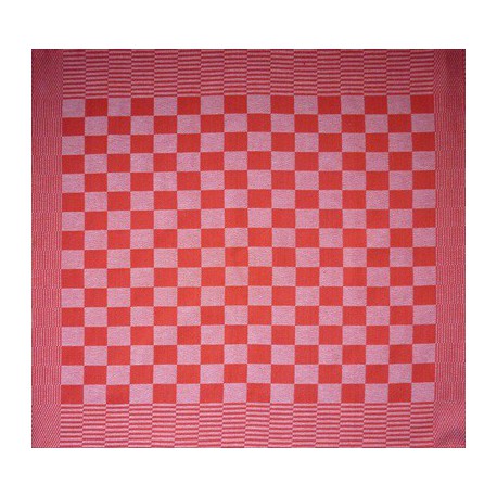 theedoek/pompdoek - rood geblokt - 65 x 65 cm