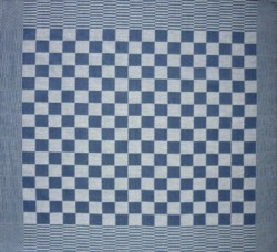 theedoek/pompdoek - donkerblauw geblokt - 65 x 65 cm