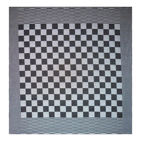 theedoek/pompdoek - zwart geblokt - 65 x 65 cm