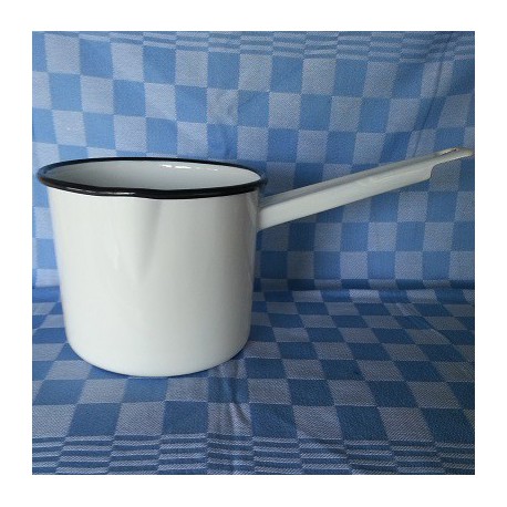 steelpan - wit met zwarte rand - 1750 ml - met tuitje