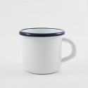 drinkmok - wit met donkerblauwe rand - 8 cm