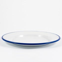 plat bord - wit met blauwe rand - 24 cm