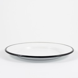 plat bord - wit met zwarte rand - 22 cm