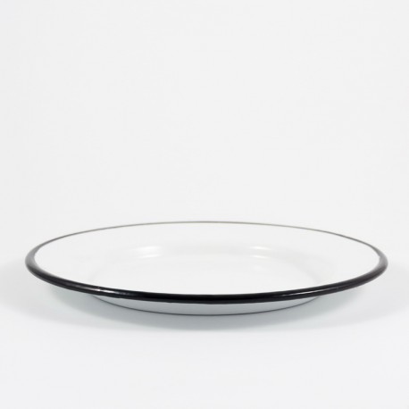 plat bord - wit met zwarte rand - 22 cm