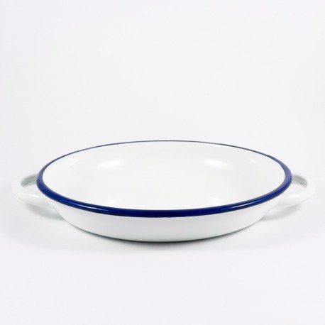 serveerbord - wit met donkerblauwe rand - 24 cm