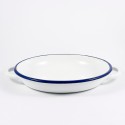 diep bord met oren / serveerschaal - BILLY - wit met donkerblauwe rand - 24 cm
