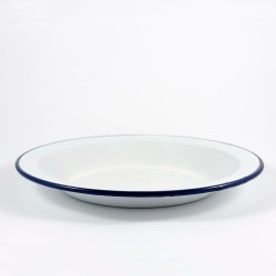 bord - wit met donkerblauwe rand - 24 cm