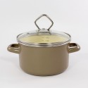 kookpan - GRONINGEN - taupe & creme - 1,5 liter - glazen deksel