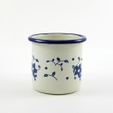 beschadigde - drinkmok - creme & blauwe bloemen - 8 cm
