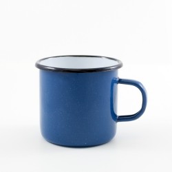 beschadigde - drinkmok - waterblauw & witte spikkeltjes - 8 cm