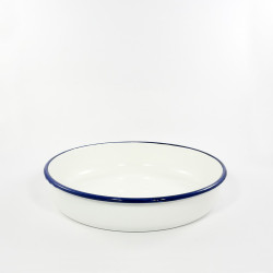 ovenschaal rond - HOLLAND- wit met een blauwe rand - 28 cm