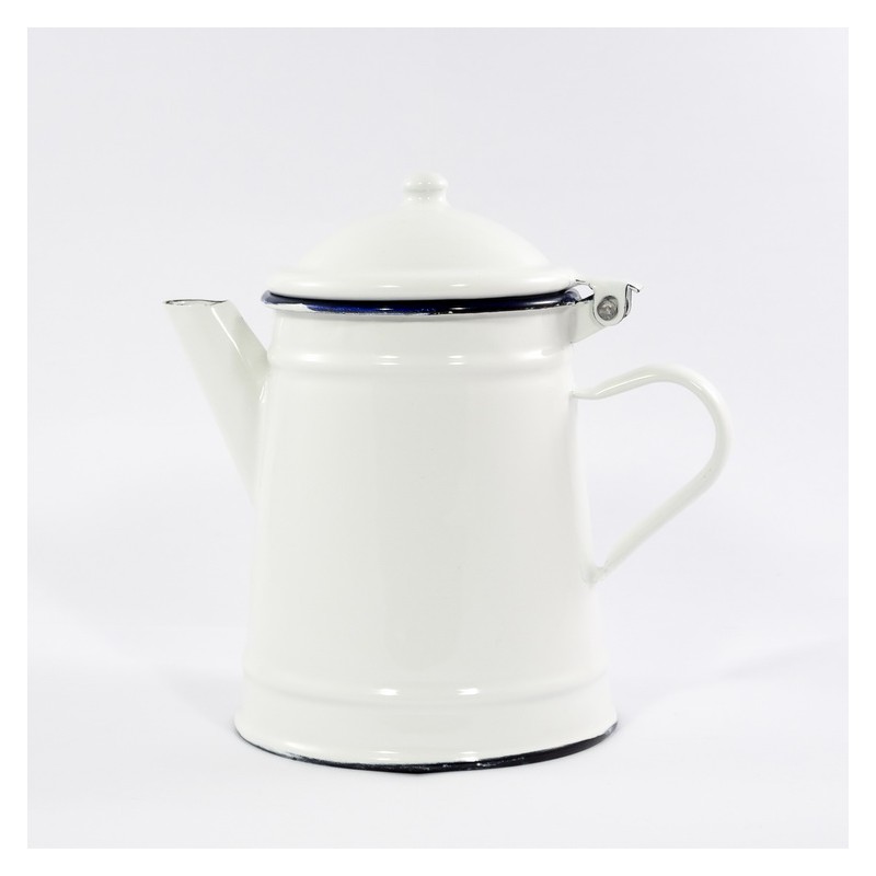 Okkernoot karbonade Let op emaille-koffiepot-koffiekan-1-liter-wit-blauwe-rand