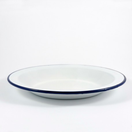 bord - BILLY - wit met donkerblauwe rand - 22 cm