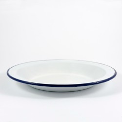 bord - BILLY - wit met donkerblauwe rand - 22 cm