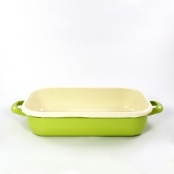 beschadigde - ovenschaal - ROTTERDAM - groen & creme - 26cmx16cm - (nr. 1)