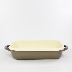 beschadigde - ovenschaal - GRONINGEN - taupe & creme - 26cmx16cm - (nr. 1)