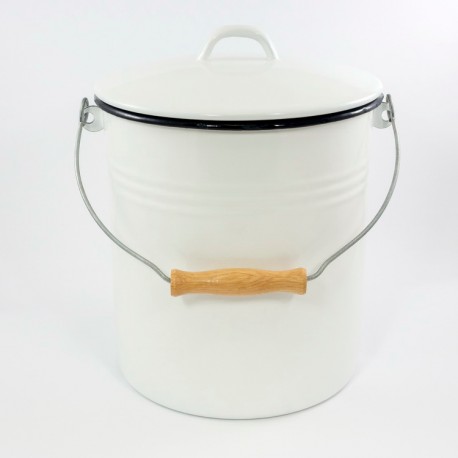 emmer - wit met zwarte rand - 5 liter - inclusief deksel