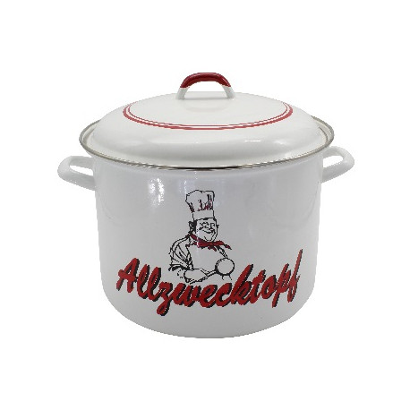 weckpan/kookpan met deksel - wit met print - 14 liter