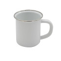 beker - wit met RVS rand - hoogmodel - 8 cm